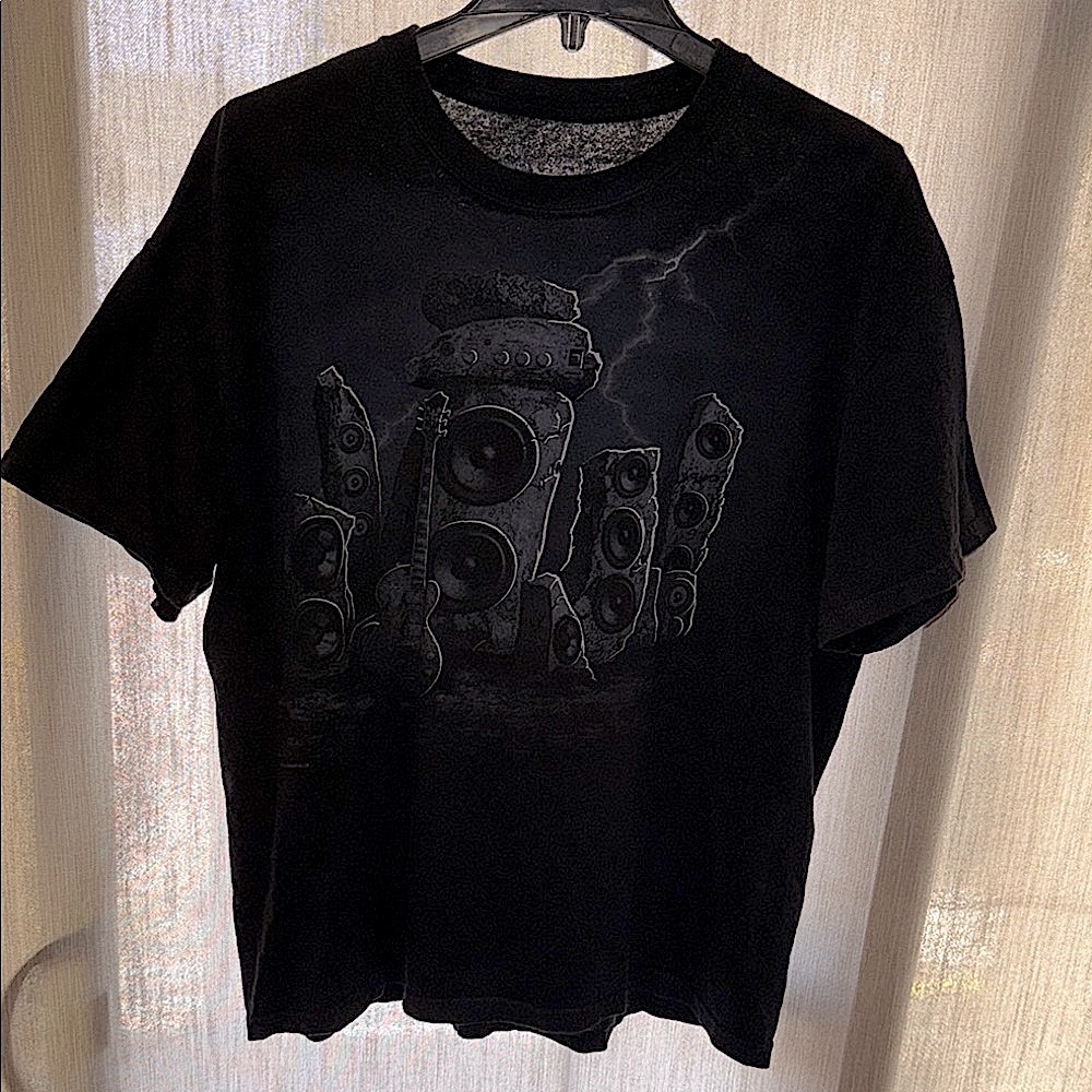 Grailed  Liquid Blue “Musica- Guitar Stonehenge Speakers Liquid Blue Shirt